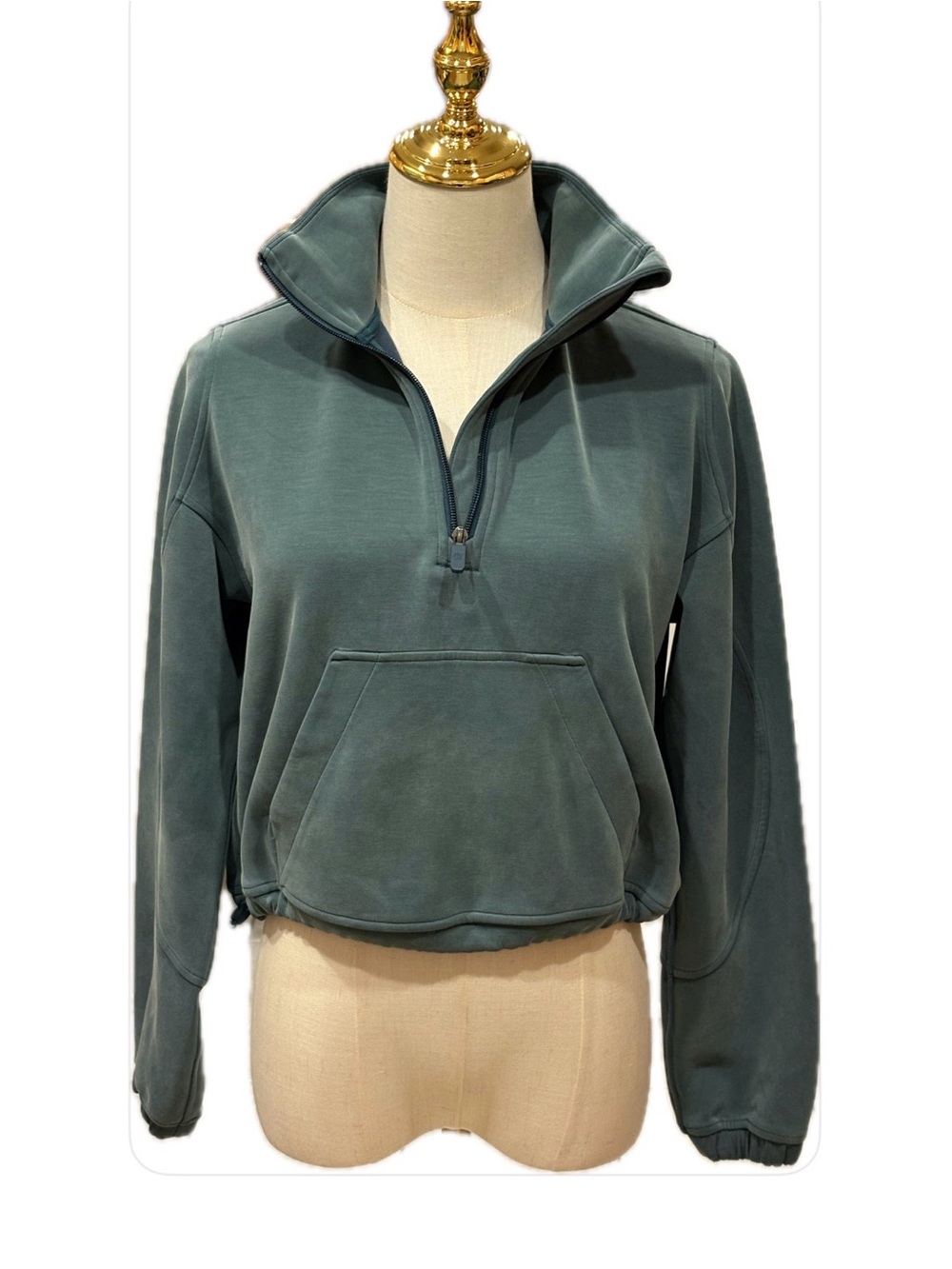 Lululemon Funnel Neck Crop Long Sleeves Half Zip Front Kangaroo Pocket Jacket 2